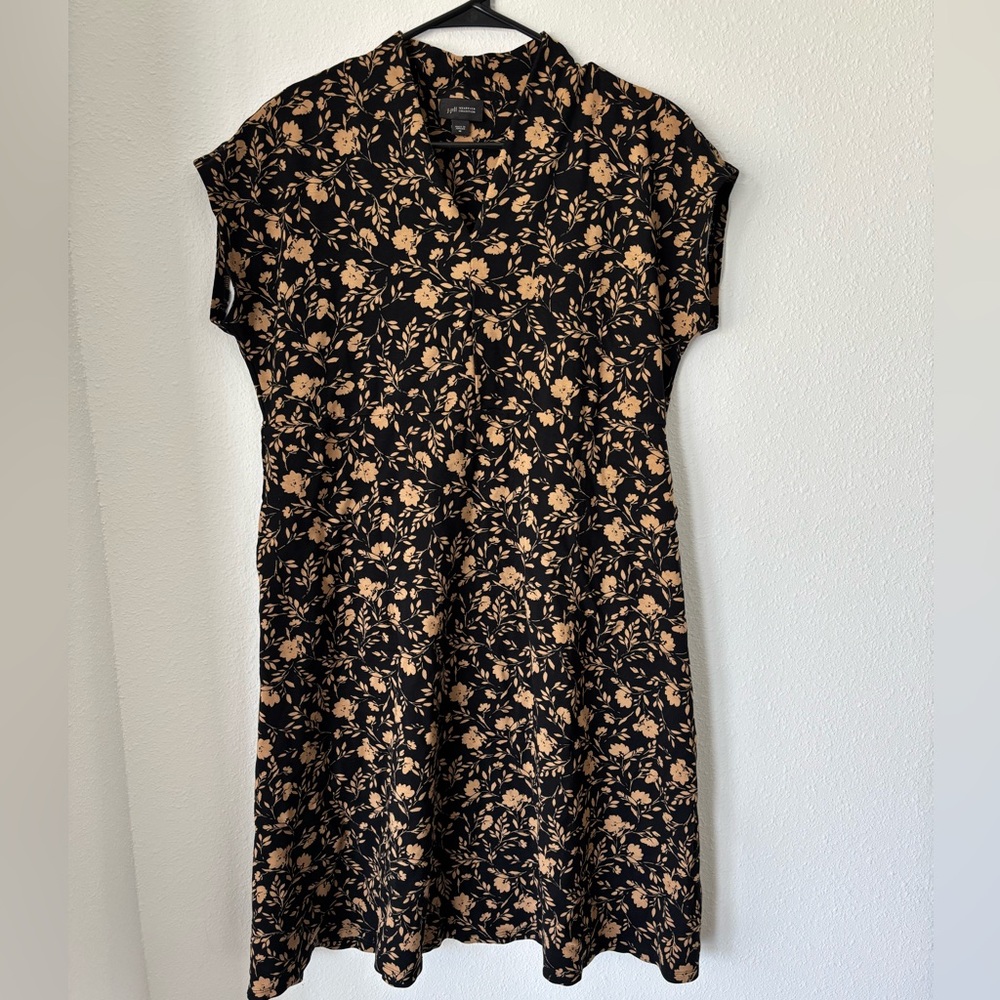 J.Jill Jersey Knit Floral midi Dress Whatever Wear Everyday fit and flare
